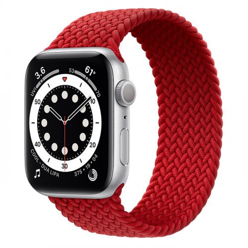 Apple Watch Series 6 Silver Aluminum Case with Braided Solo Loop - 44mm - Size-5 - Product Red