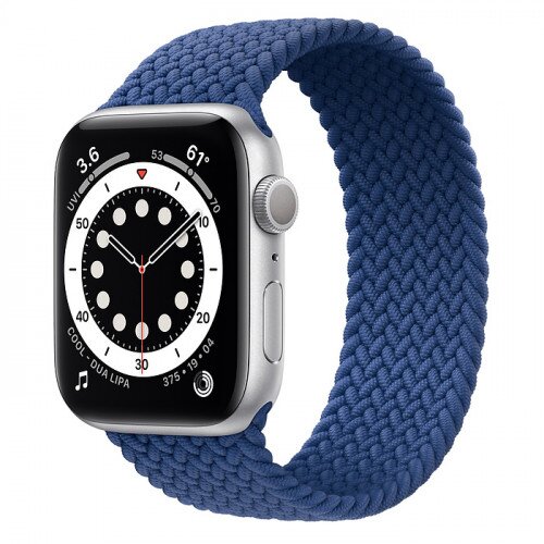 Apple Watch Series 6 Silver Aluminum Case with Braided Solo Loop - 44mm - Size-7 - Atlantic Blue