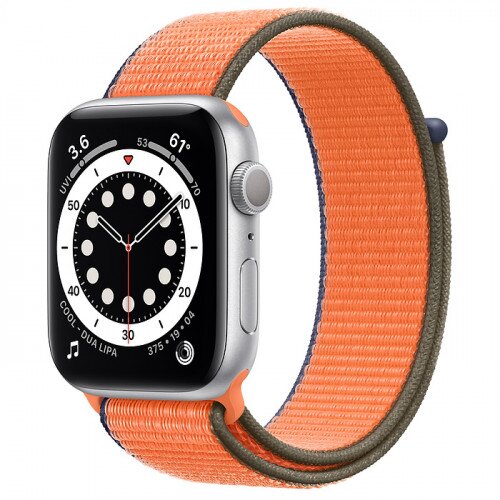 Apple Watch Series 6 Silver Aluminum Case with Sport Loop - 44mm - Kumquat