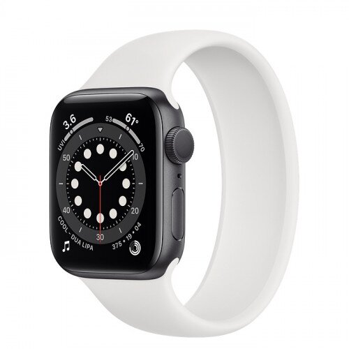 Apple Watch Series 6 Space Gray Aluminum Case with Solo Loop - 40mm - Size-8 - White