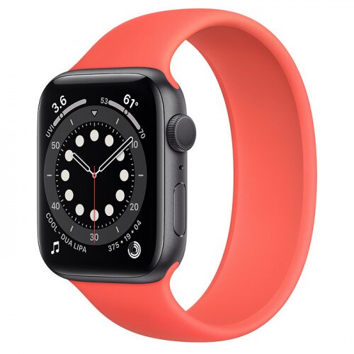 Apple Watch Series 6 Space Gray Aluminum Case with Solo Loop - 44mm - Size-4 - Pink Citrus