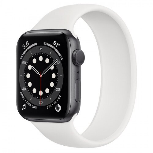 Apple Watch Series 6 Space Gray Aluminum Case with Solo Loop - 44mm - Size-11 - White