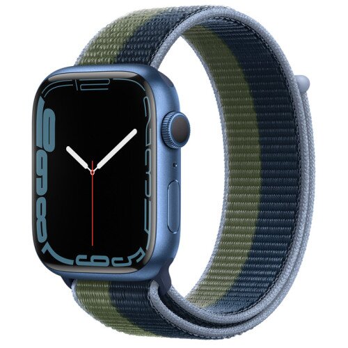 Apple Watch Series 7 Blue Aluminum Case with Sport Loop - Abyss Blue/Moss Green - 45mm