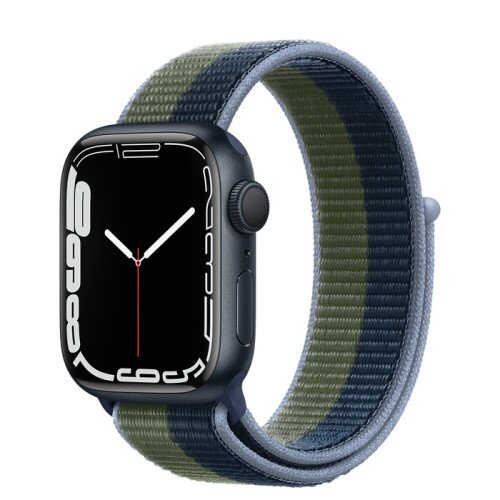 Apple Watch Series 7 Midnight Aluminum Case with Sport Loop - Abyss Blue/Moss Green - 41mm