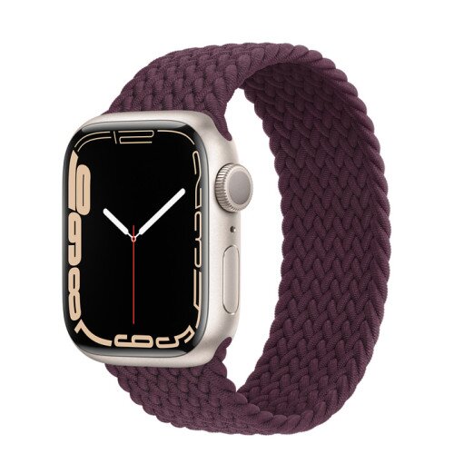 Apple Watch Series 7 Starlight Aluminum Case with Braided Solo Loop - Dark Cherry - 41mm - 1