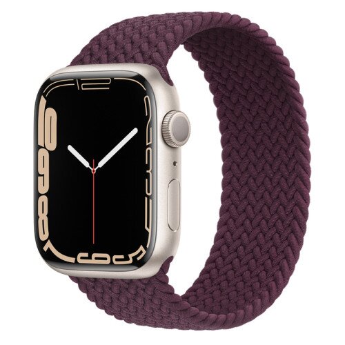 Apple Watch Series 7 Starlight Aluminum Case with Braided Solo Loop - Dark Cherry - 45mm - 5