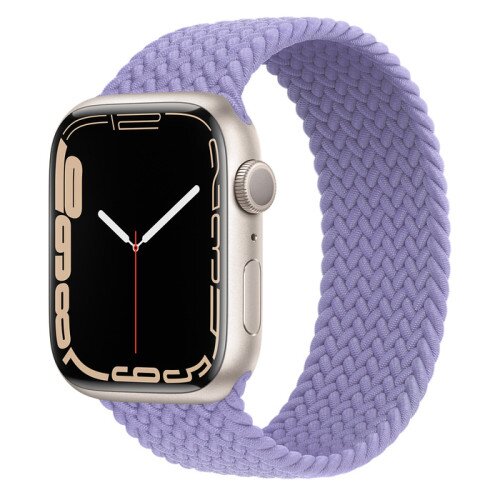 Apple Watch Series 7 Starlight Aluminum Case with Braided Solo Loop - English Lavender - 45mm - 12