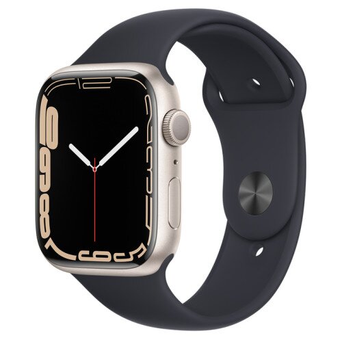 Apple Watch Series 7 Starlight Aluminum Case with Sport Band - Midnight - 45mm