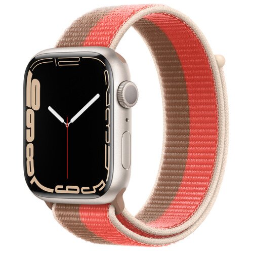 Apple Watch Series 7 Starlight Aluminum Case with Sport Loop - Pink Pomelo/Tan - 45mm