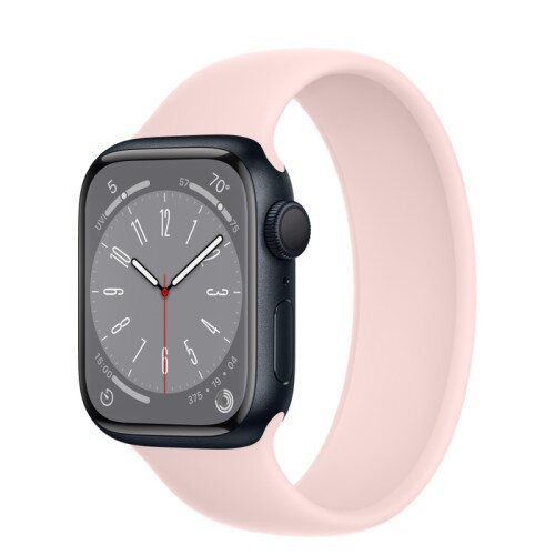 Apple Watch Series 8 - 41mm Midnight Aluminum Case with Chalk Pink Solo Loop - Size-7