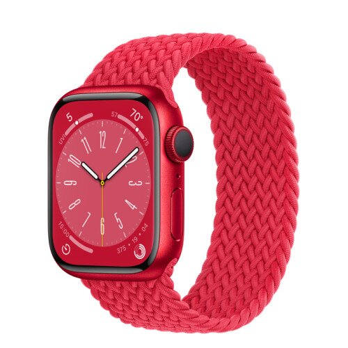 Apple Watch Series 8 - 41mm Product Red Aluminum Case with Product Red Braided Solo Loop - Size-1