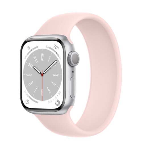 Apple Watch Series 8 - 41mm Silver Aluminum Case with Chalk Pink Solo Loop - Size-6
