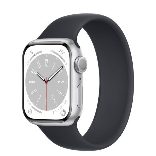 Apple Watch Series 8 - 41mm Silver Aluminum Case with Midnight Solo Loop - Size-6