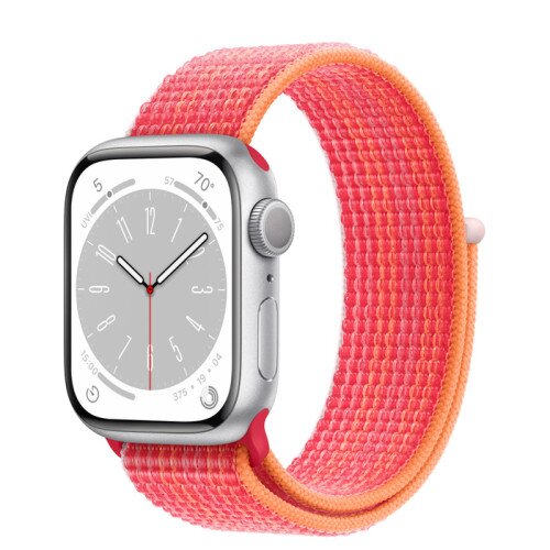 Apple Watch Series 8 - 41mm Silver Aluminum Case with Product Red Sport Loop