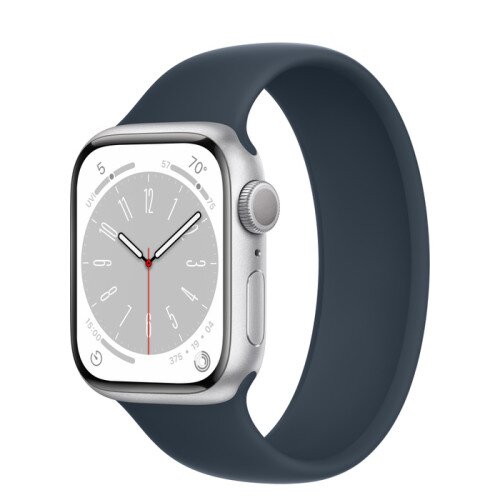 Apple Watch Series 8 - 41mm Silver Aluminum Case with Storm Blue Solo Loop - Size-1
