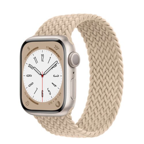 Apple Watch Series 8 - 41mm Starlight Aluminum Case with Beige Braided Solo Loop - Size-7