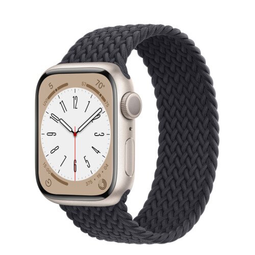 Apple Watch Series 8 - 41mm Starlight Aluminum Case with Midnight Braided Solo Loop - Size-4