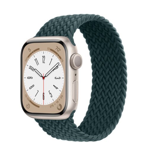Apple Watch Series 8 - 41mm Starlight Aluminum Case with Rainforest Braided Solo Loop - Size-6