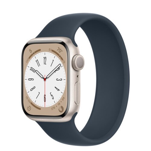 Apple Watch Series 8 - 41mm Starlight Aluminum Case with Storm Blue Solo Loop - Size-7