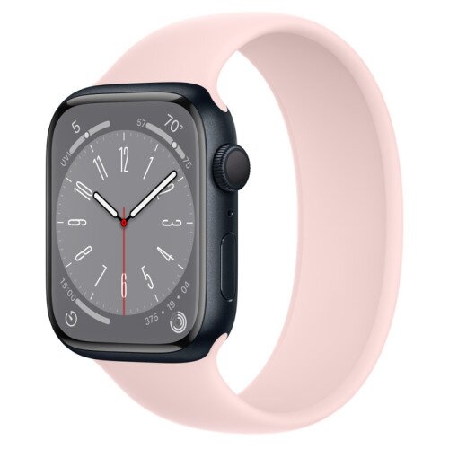 Apple Watch Series 8 - 45mm Midnight Aluminum Case with Chalk Pink Solo Loop - Size-11