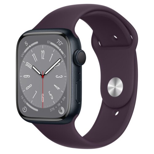 Apple Watch Series 8 - 45mm Midnight Aluminum Case with Elderberry Sport Band - S/M