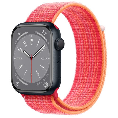 Apple Watch Series 8 - 45mm Midnight Aluminum Case with Product Red Sport Loop - Size-1