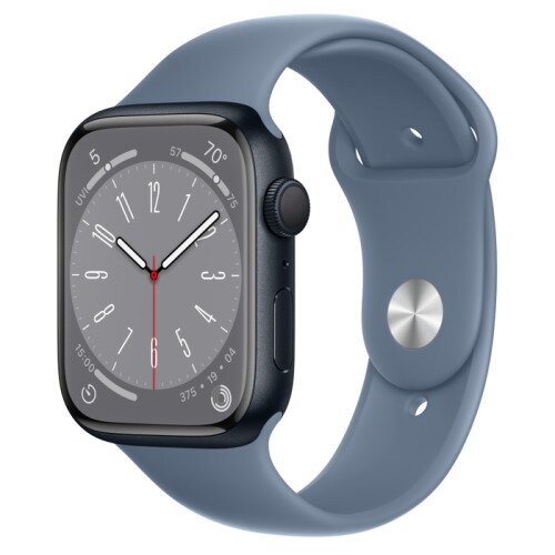 Apple Watch Series 8 - 45mm Midnight Aluminum Case with Slate Blue Sport Band - M/L