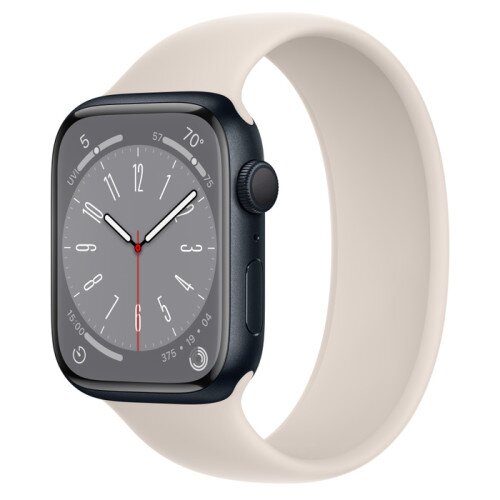 Apple Watch Series 8 - 45mm Midnight Aluminum Case with Starlight Solo Loop - Size-6
