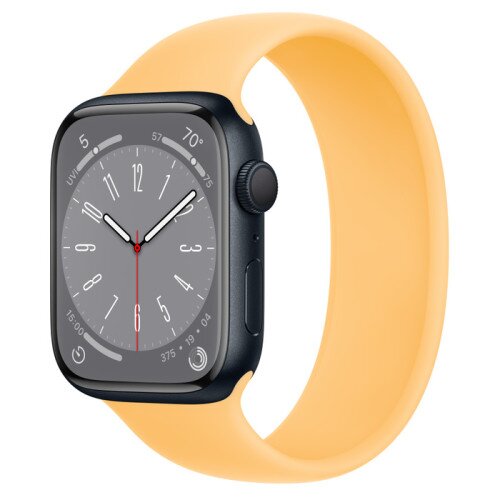Apple Watch Series 8 - 45mm Midnight Aluminum Case with Sunglow Solo Loop - Size-11
