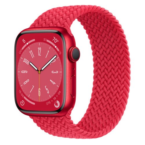Apple Watch Series 8 - 45mm Product Red Aluminum Case with Product Red Braided Solo Loop - Size-5