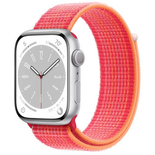 Apple Watch Series 8 - 45mm Silver Aluminum Case with Product Red Sport Loop