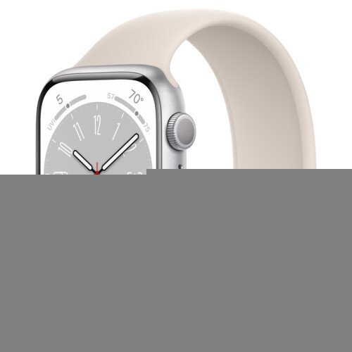 Apple Watch Series 8 - 45mm Silver Aluminum Case with Starlight Solo Loop - Size-6