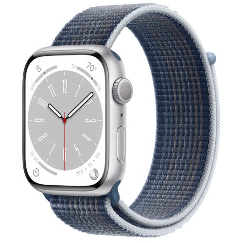 Apple Watch Series 8 - 45mm Silver Aluminum Case with Storm Blue Sport Loop