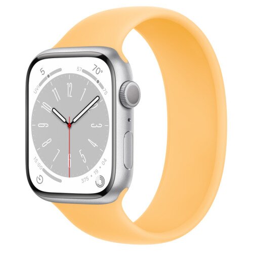 Apple Watch Series 8 - 45mm Silver Aluminum Case with Sunglow Solo Loop - Size-11