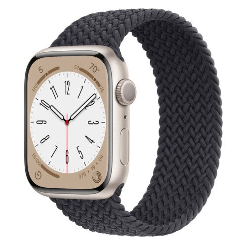 Apple Watch Series 8 - 45mm Starlight Aluminum Case with Midnight Braided Solo Loop - Size-11