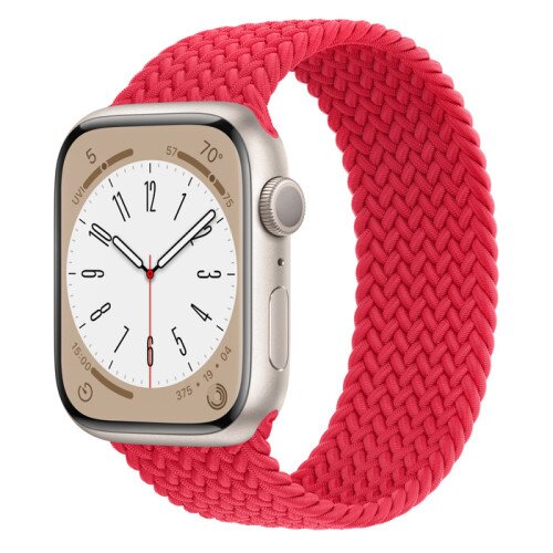 Apple Watch Series 8 - 45mm Starlight Aluminum Case with Product Red Braided Solo Loop - Size-5
