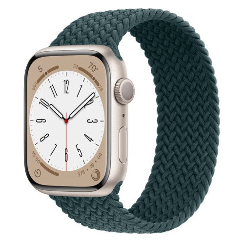Apple Watch Series 8 - 45mm Starlight Aluminum Case with Rainforest Braided Solo Loop - Size-5