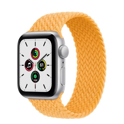 Apple Watch Series SE Silver Aluminum Case with Braided Solo Loop - Maize - 40mm - 4