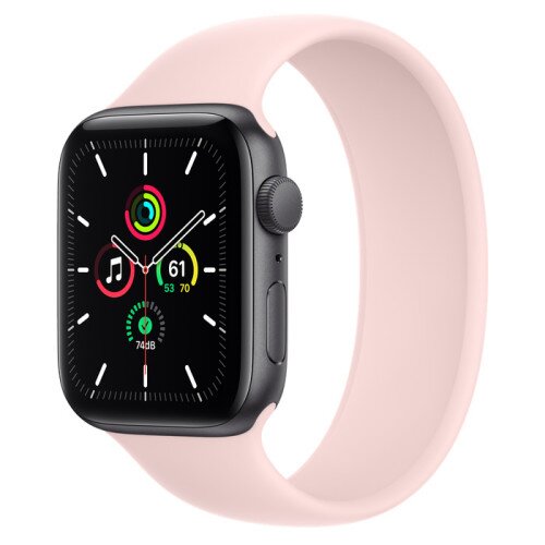 Apple Watch Series SE Space Gray Aluminum Case with Solo Loop - Chalk Pink - 44mm
