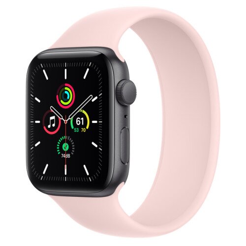 Apple Watch Series SE Space Gray Aluminum Case with Solo Loop - Chalk Pink - 44mm