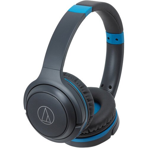 Audio-Technica ATH-S200BT Wireless On-Ear Headphones with Built-in Mic & Controls - Gray/Blue