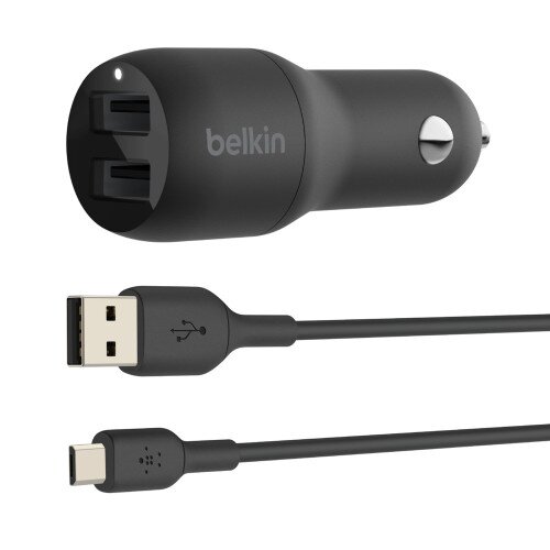 Belkin BOOST CHARGE 24W Dual USB-A Car Charger + USB-A to Micro-USB Cable