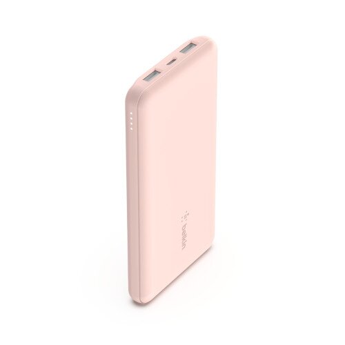 Belkin BOOST CHARGE 3-Port Power Bank 10K + USB-A to USB-C Cable - Rose Gold