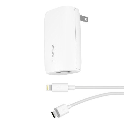 Belkin Boost Charge 30W USB-C PD + USB-A Wall Charger + USB-C to Lightning Cable