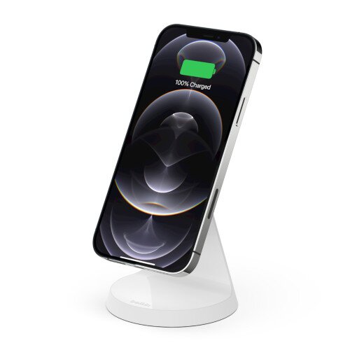 Belkin BOOST CHARGE 7.5W Magnetic Wireless Charger Stand - White - with Power Supply