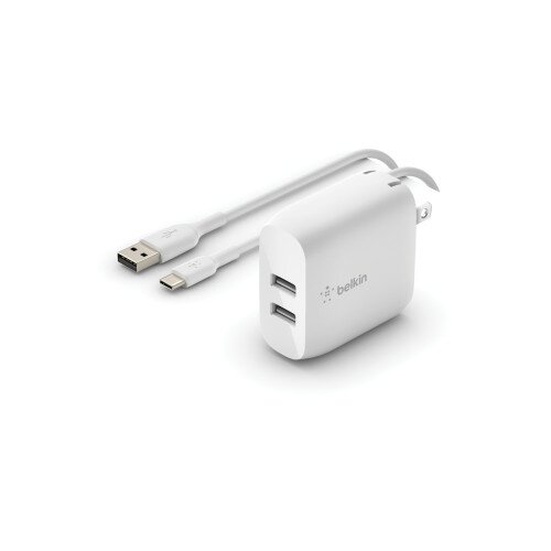 Belkin Boost Charge Dual USB-A 24W + USB-A to USB-C Cable Wall Charger