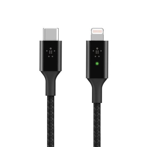 Belkin BoostCharge Smart LED USB-C to Lightning Cable - Black