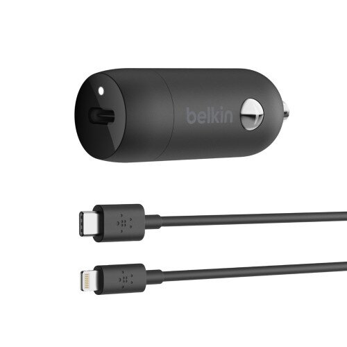 Belkin Boost Charge USB-C Car Charger 18W + USB-C Cable with Lightning Connector