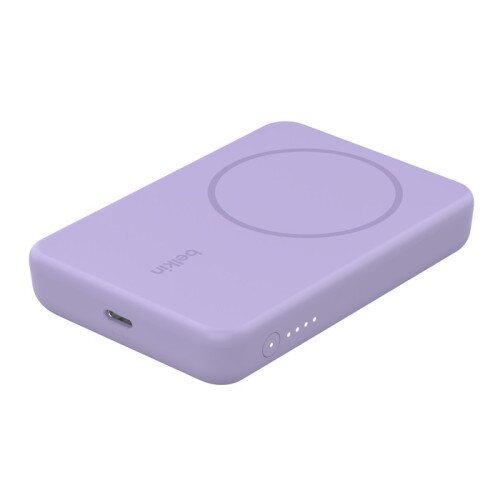 Belkin BoostCharge Magnetic Wireless Power Bank 5K + Stand - Lavender Purple