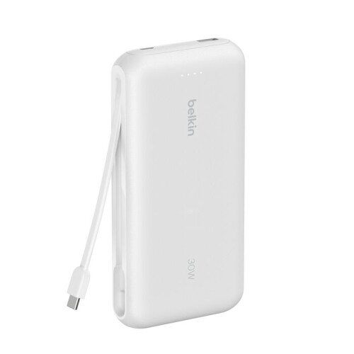 Belkin BoostCharge Power Bank with Integrated Cable - 20K - White